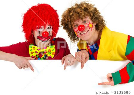 Funny clowns with white board Funny clowns with white board 8135699