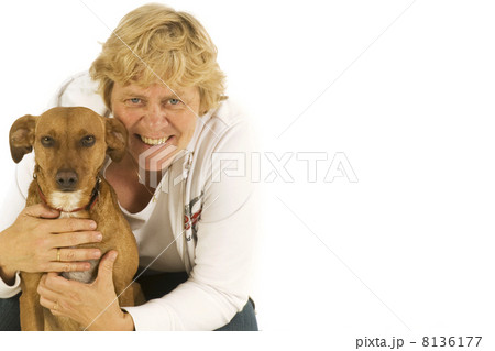 Elderly woman with dog Elderly woman with dog 8136177