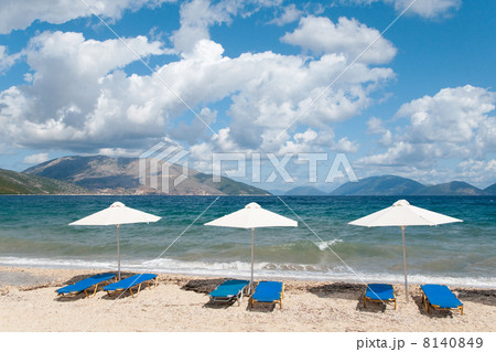 landscape with beach and parasols 8140849