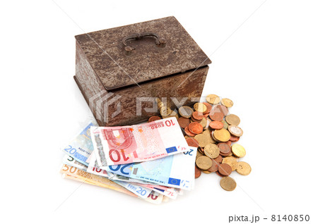 Old rusty money box with Euros 8140850