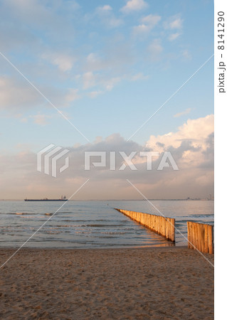Beach of Breskens with sunset 8141290