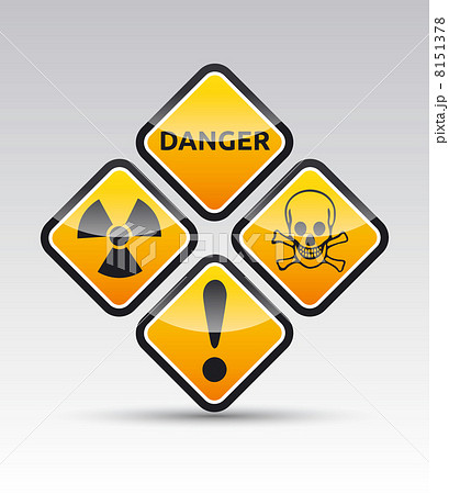 Danger symbols collection with shadow on light background. 8151378