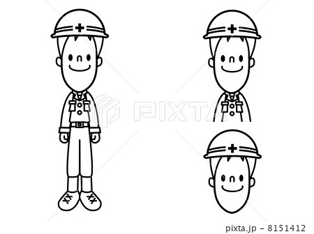 作業服の男性_ポーズ5線画 8151412