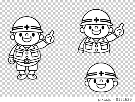 作業服の男性_ポーズ1線画 8151629