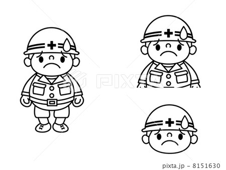 作業服の男性_ポーズ8線画 8151630