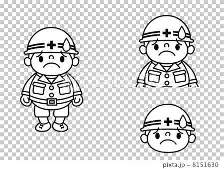 作業服の男性_ポーズ8線画 8151630