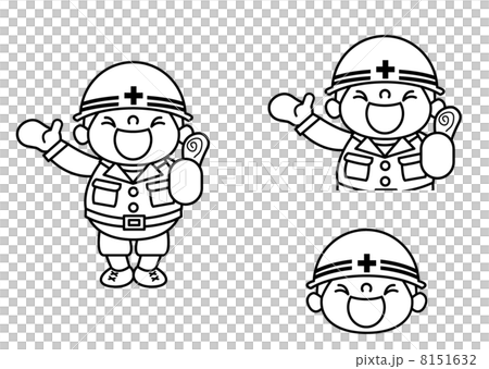 作業服の男性_ポーズ3線画 8151632
