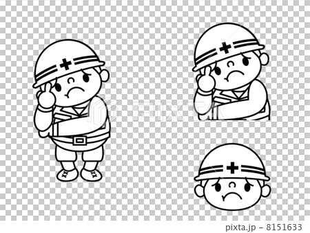 作業服の男性_ポーズ7線画 8151633