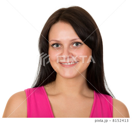 portrait of happy young woman with long hair. isolated on white 8152413