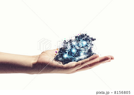 Pile of destroyed devices in hand 8156805