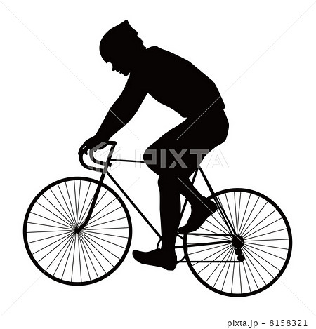 自転車 サイクリング 人物 シルエットのイラスト素材