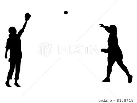スポーツ 女性 キャッチボール シルエットのイラスト素材 8158419 Pixta