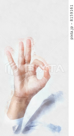 Businessman's hand showing OK sign, studio shot on gray background.  High resolution 8159161
