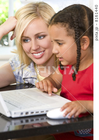 Teacher & Female Child Girl Using Computer Teacher & Female Child Girl Using Computer 8161440