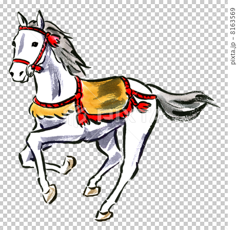 駆ける飾り付き白馬 8163569