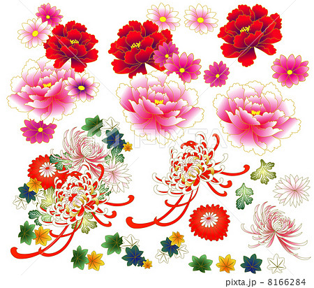 和風な花柄のイラスト素材 8166284 Pixta