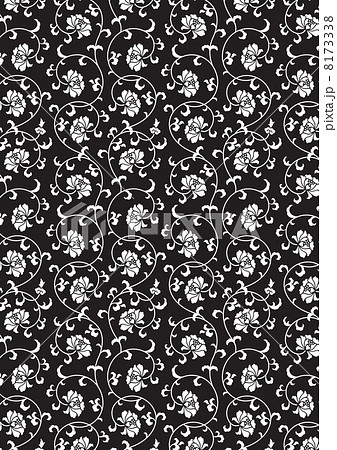 Flower Arabesque Monochrome Outlined Stock Illustration