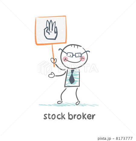 Stock broker holding a sign with his hand 8173777