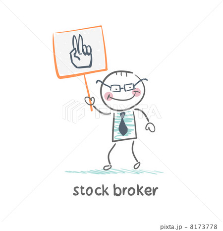 Stock broker holding a sign with his hand Stock broker holding a sign with his hand 8173778