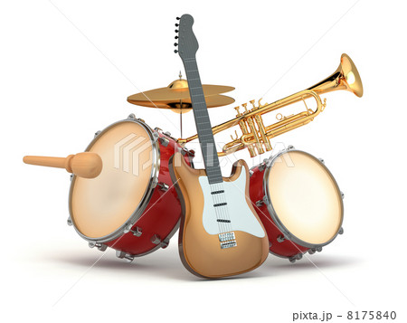 Musical instruments. Guitar, drums and trumpet. 8175840