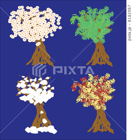 Four Seasons Trees Background Illustration 8182067