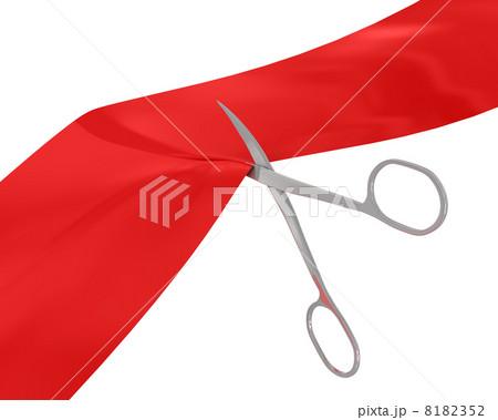 Manicure scissors cut the red ribbon 8182352