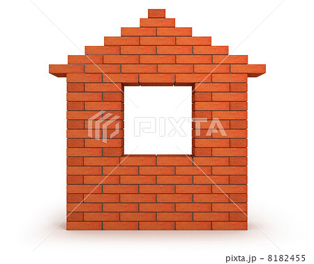 Abstract house made from orange bricks front view 8182455