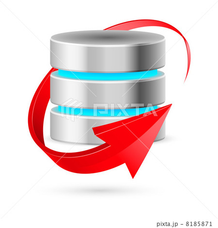 Database icon with update symbol. 8185871