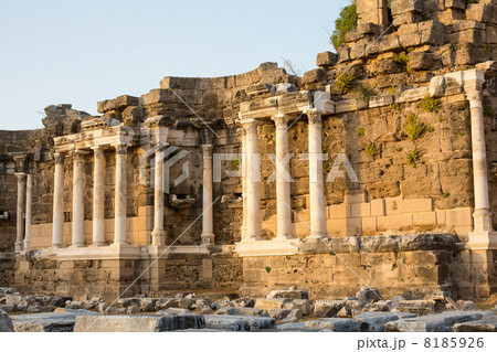 Old Ruins in Side, Turkey on evening 8185926
