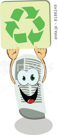 Newspaper holding a recycling sign 8186249