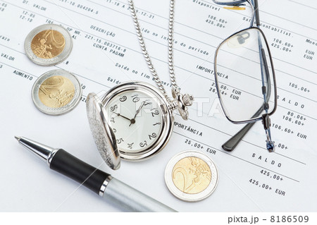 Business symbols on the background paper on the bank balance. Business symbols on the background paper on the bank balance. 8186509