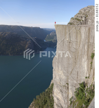 Man on Preikestolen or Pulpit rock (Norway) Man on Preikestolen or Pulpit rock (Norway) 8188352