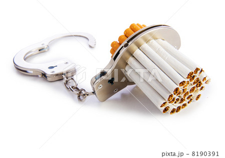 Addition concept with cigarettes and handcuffs 8190391