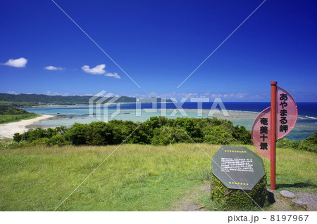 あやまる岬 -看板と笠利崎を望む- 8197967