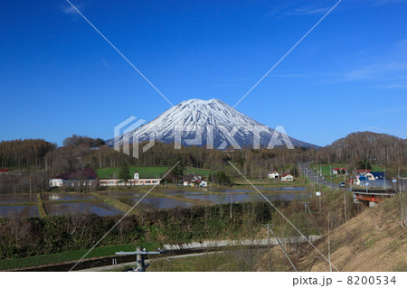 羊蹄山と旧ニセコ町立宮田小学校 8200534