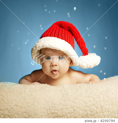 little cute girl with santa hat 8200794