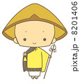笠をかぶったお坊さん 8201406