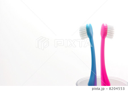 コップに入った青とピンクの歯ブラシ 8204553
