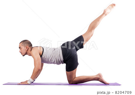 Man doing exercises on white 8204709
