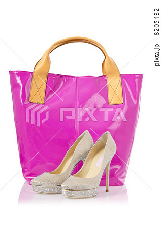 Elegant bag and shoes on white 8205432