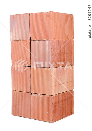 Stack of clay bricks isolated on white Stack of clay bricks isolated on white 8205547