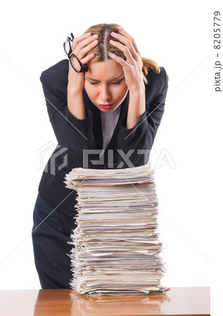 Woman with pile of papers Woman with pile of papers 8205779