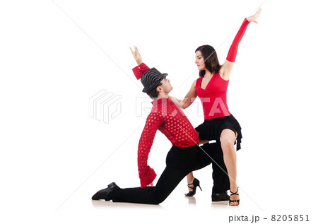 Pair of dancers isolated on the white Pair of dancers isolated on the white 8205851