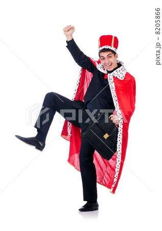 Businessman playing king isolated on white 8205866