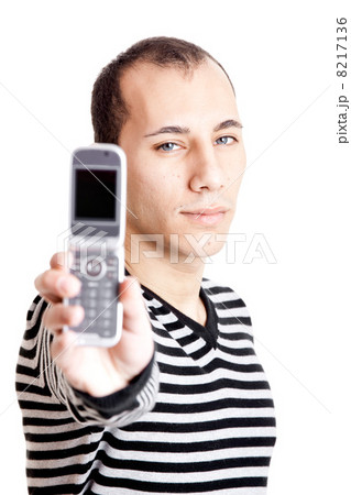 Showing a cellphone Showing a cellphone 8217136