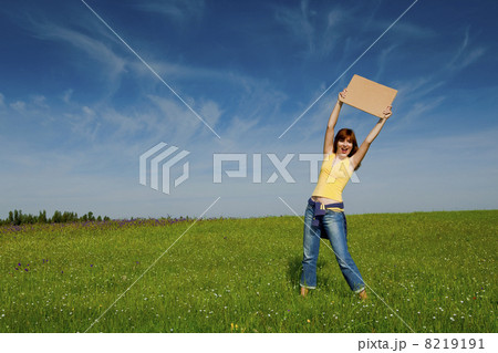 Girl with a paper card Girl with a paper card 8219191
