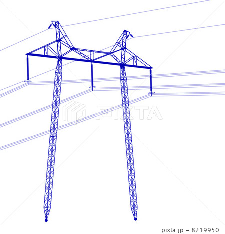 Silhouette of high voltage power lines. Vector  illustration. 8219950