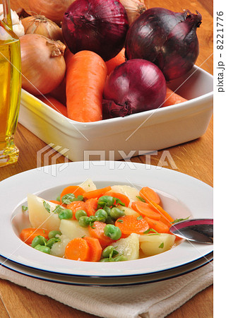 delicious home made vegetable soup in a white plate 8221776