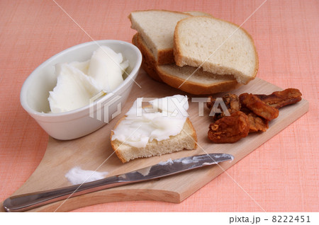 Lard with salt on home baked bread 8222451