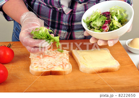 prepare toast bread with some organic salad 8222650